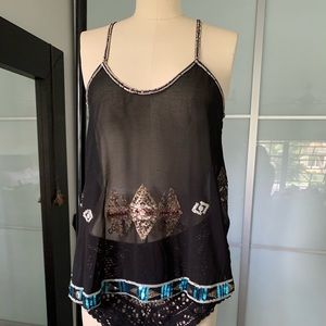 Embroidered slip blouse